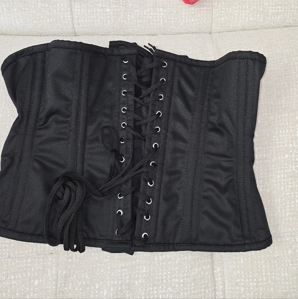 Heavy Duty Steel Boned Black Corset Waist Trainer - Picture 4 of 7